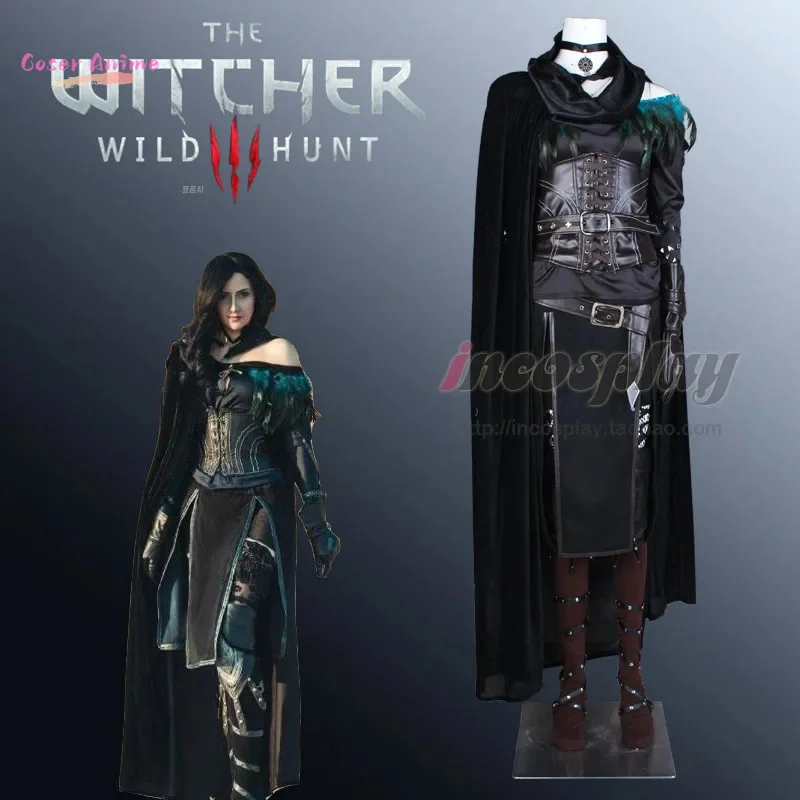 Witcher 3 Wild Hunt Cosplay Yennefer of Vengerberg زي عباءة المئزر قفازات حزام الخصر مجموعة كاملة زي حفلة الهالوين للنساء