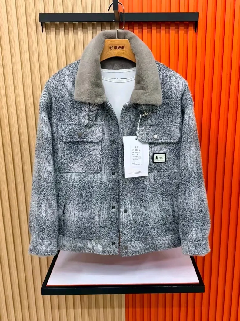 

Men's Faux Fur Collar Fce Lined Jaet Autumn Winter New Arrival Warm High Quali Busin Versatile Ele Outerwear