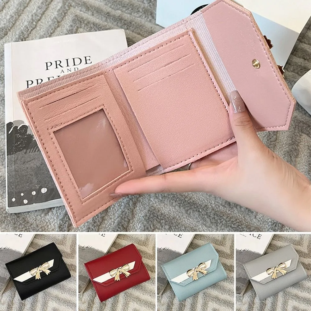 New PU Leather Women Wallet Foldable Small Short Coin Purses Card Holder Ladies