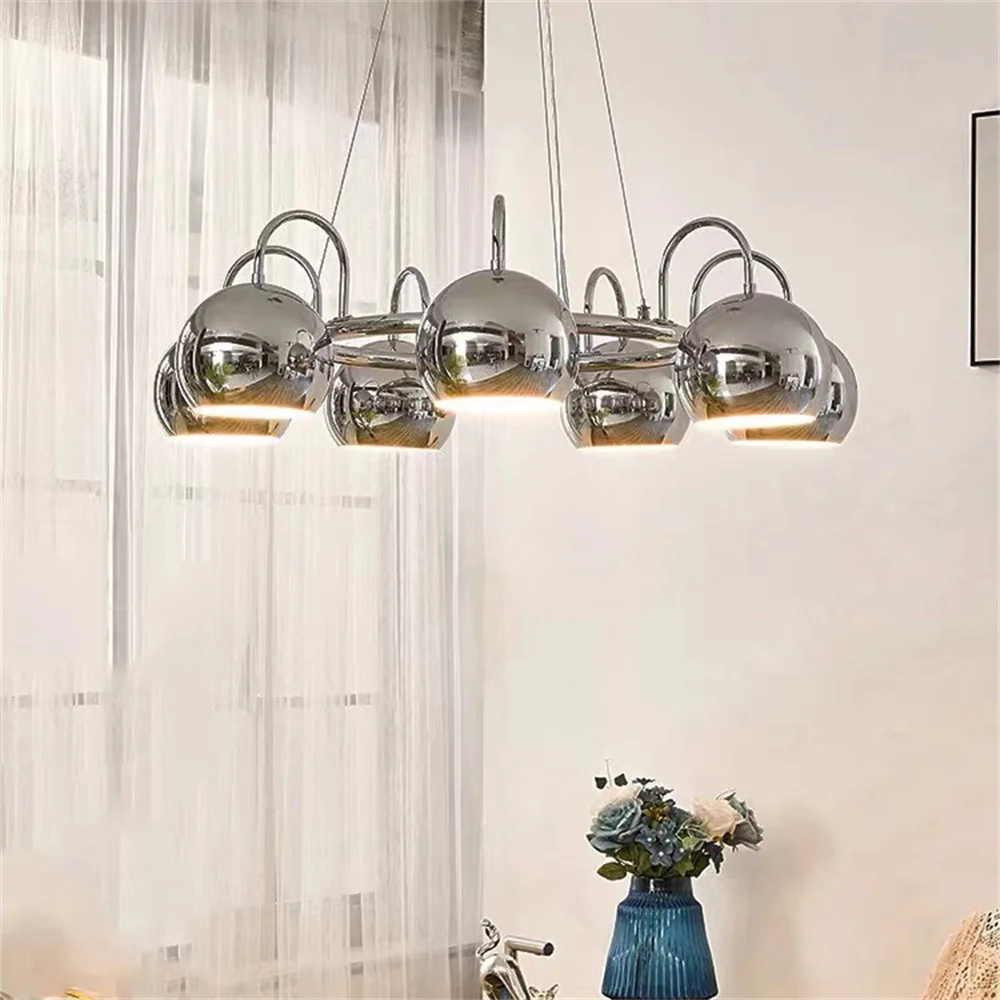 Imagem -05 - Modern Chrome Pendant Lights For Living Room Decoration Ferro de Iluminação Chandelier de Teto Sala de Jantar Quarto Cabeças Cabeças Cabeças