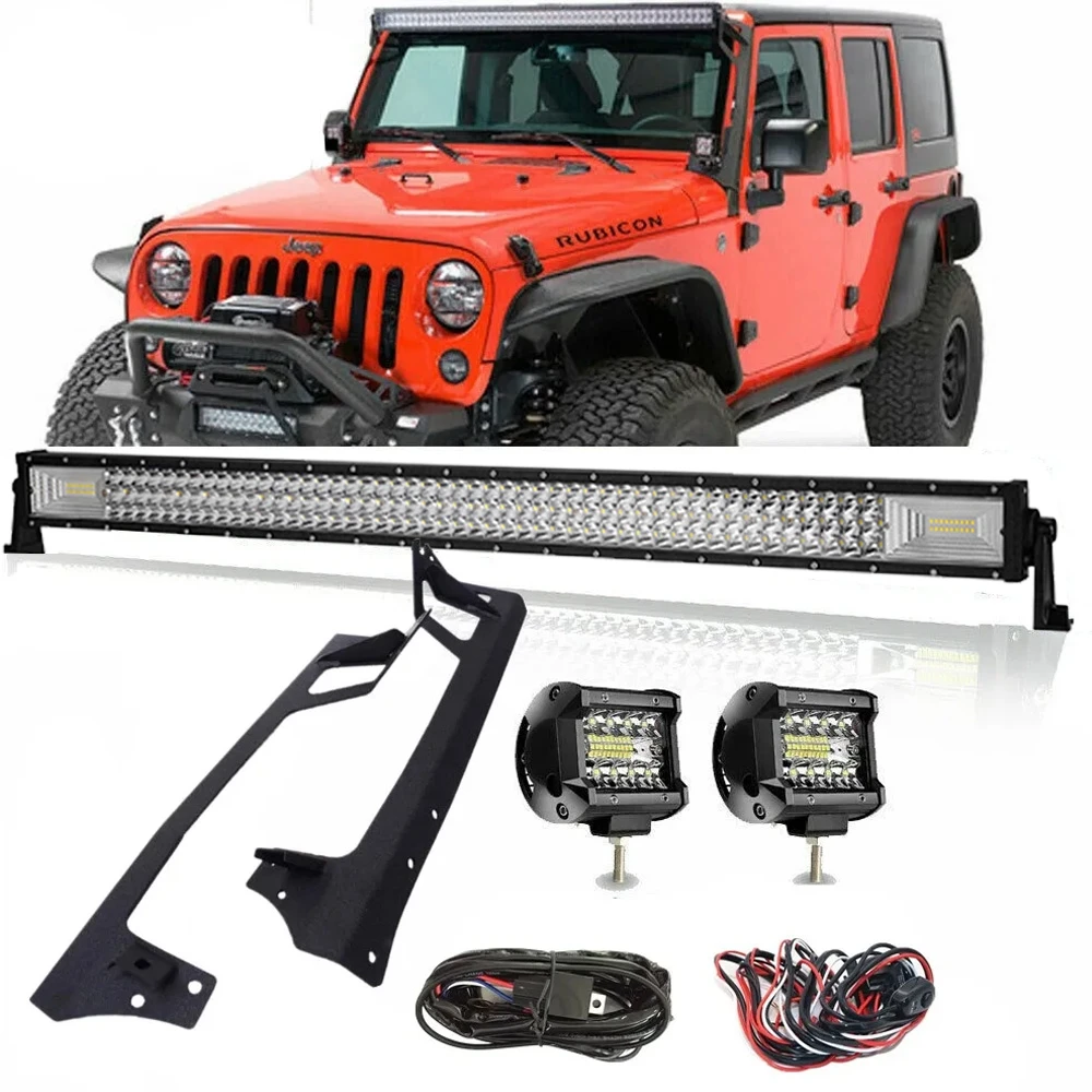 Car Accessories Tir-Row 52Inch 700W Led Work Light Bar Fog Lights With Roof Mounting Bracket For Jeep Wrangler JK 07-18