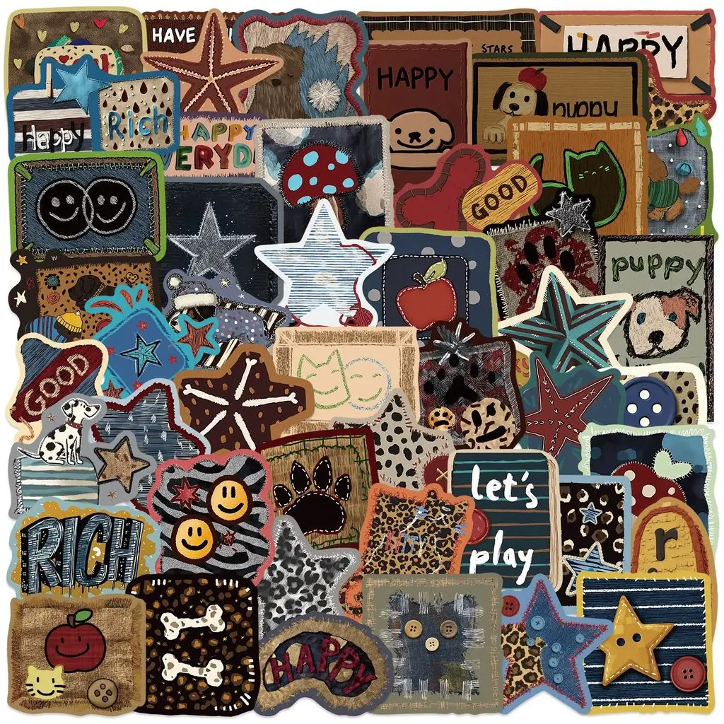 50 autocollants vintage style américain graffiti en PVC imperméable pour DIY, bouteille d'eau, coque de téléphone, journal - Magasin d'autocollants Giajar