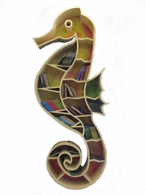 

Exhibition hall seahorse shape bookshelf early education wall decoration animal bookshelf library window decoration shelf