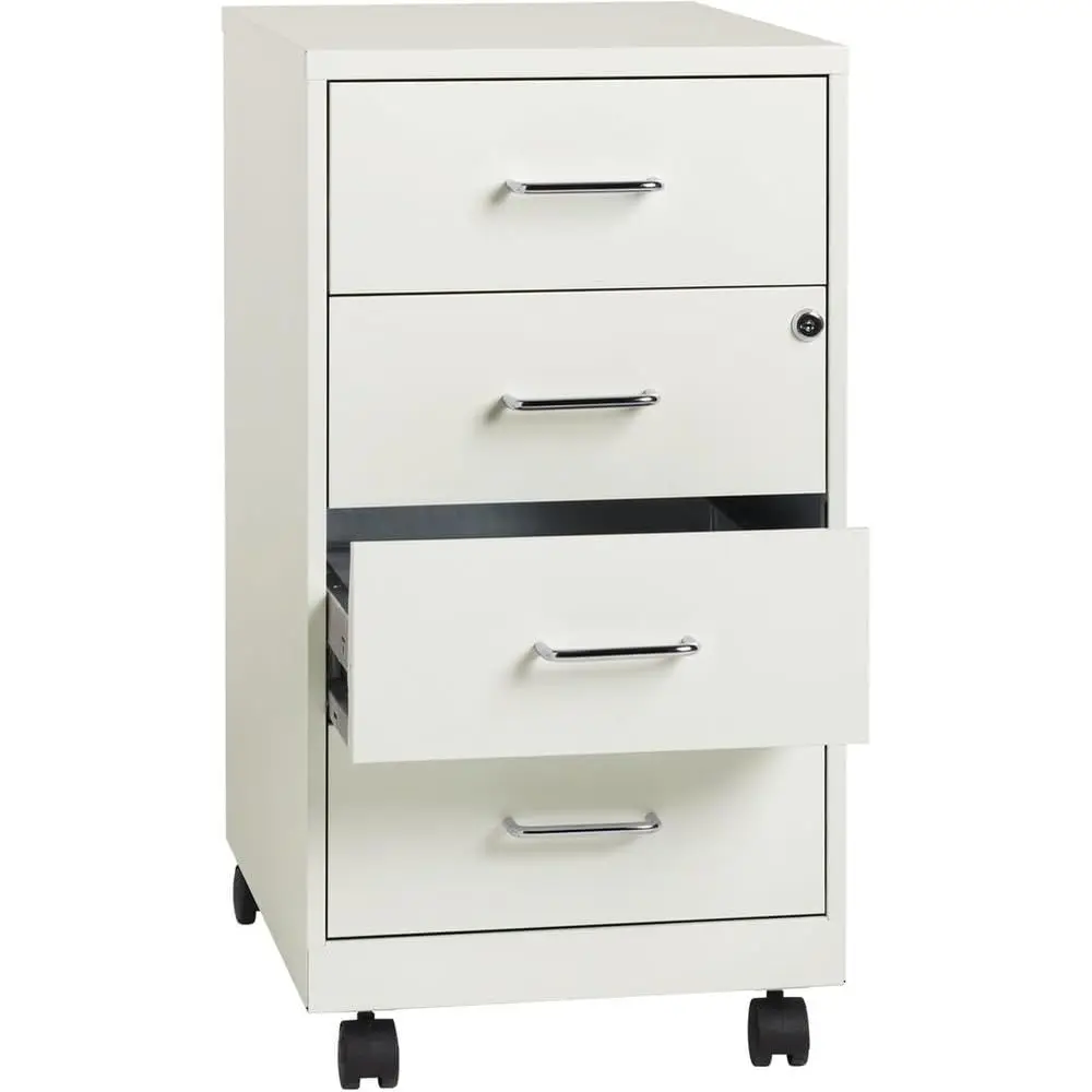 

26.5 Mobile Storage Cabinet with 4 Drawers, White