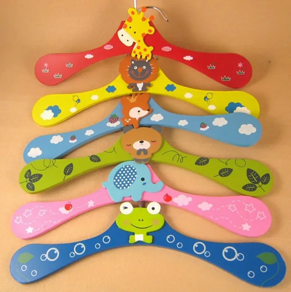 Cute Cartoon Animals Wooden Clothes Hanger for Kids, 6 Styles, New, Free Shipping, 100Pcs Lot