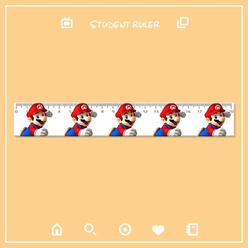 Anime Super Mario Bros Straight Ruler 20CM for School Supplies Student Stationery Drawing Rulers Kids Cute Cartoon Mario Ruler