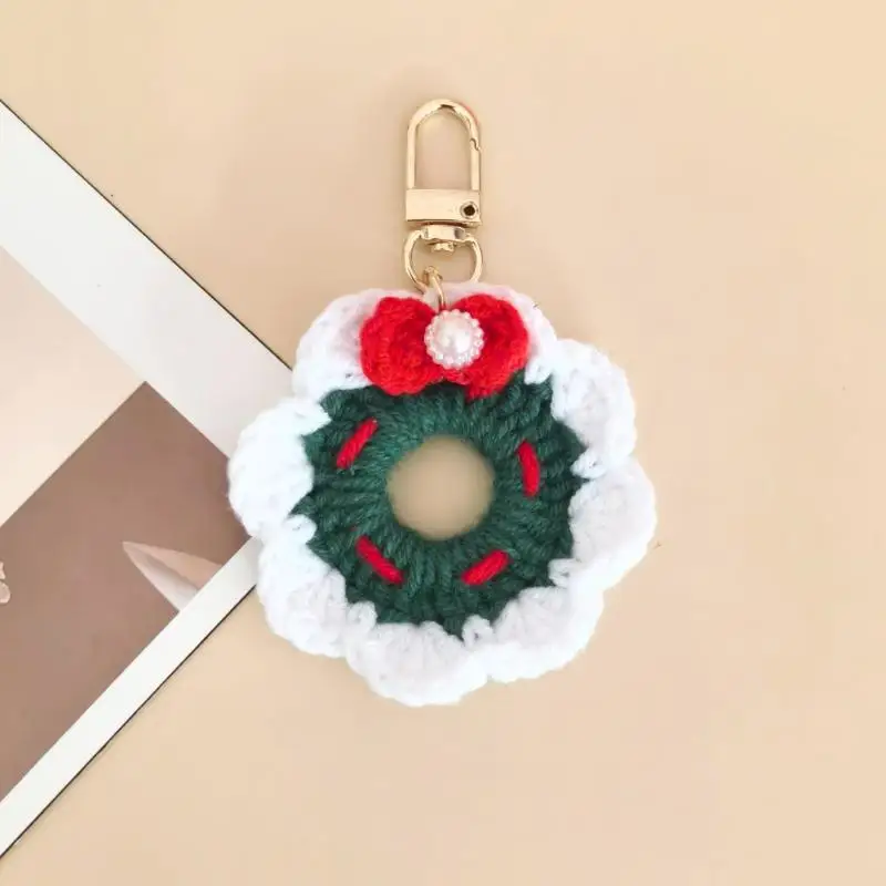 Handwoven Christmas Pendant Cartoon Santa Claus Keychain Fashion Bag Charm for Holiday Party Souvenir Gift