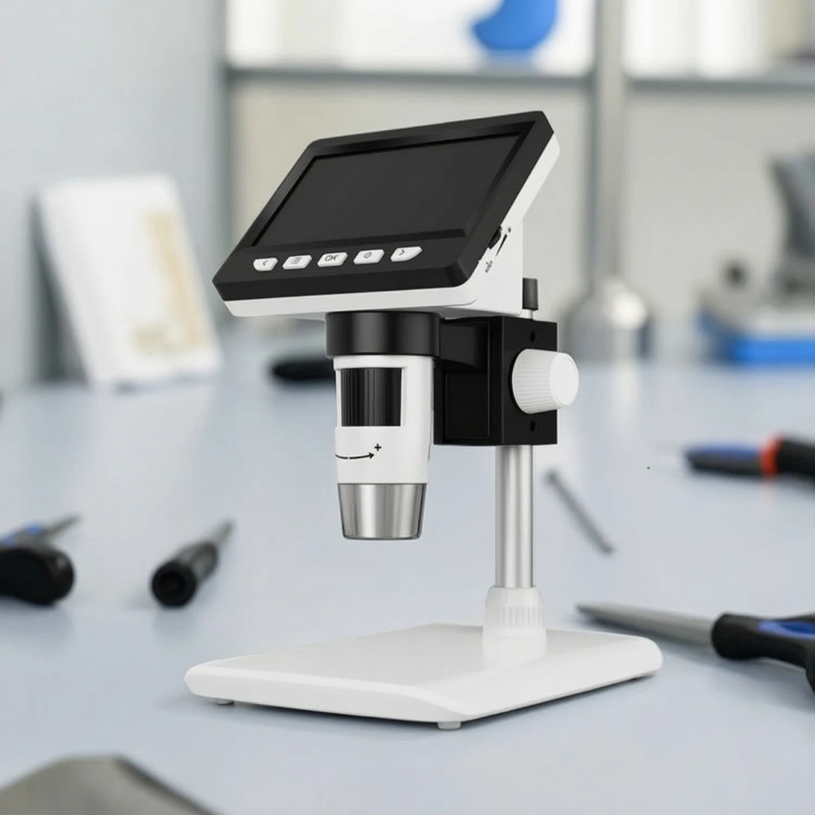 Microscope with Screen Compact Digital Handheld Microscope Digital Magnifying Glass Adjustable Focus for Hobbyists