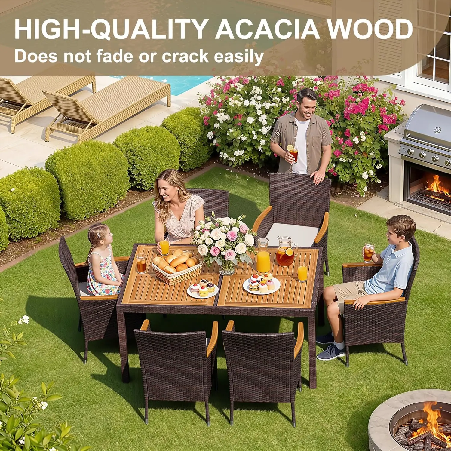 7 Piece Patio Dining Set Acaci - огляд і ціна Outdoor Furniture On Sale