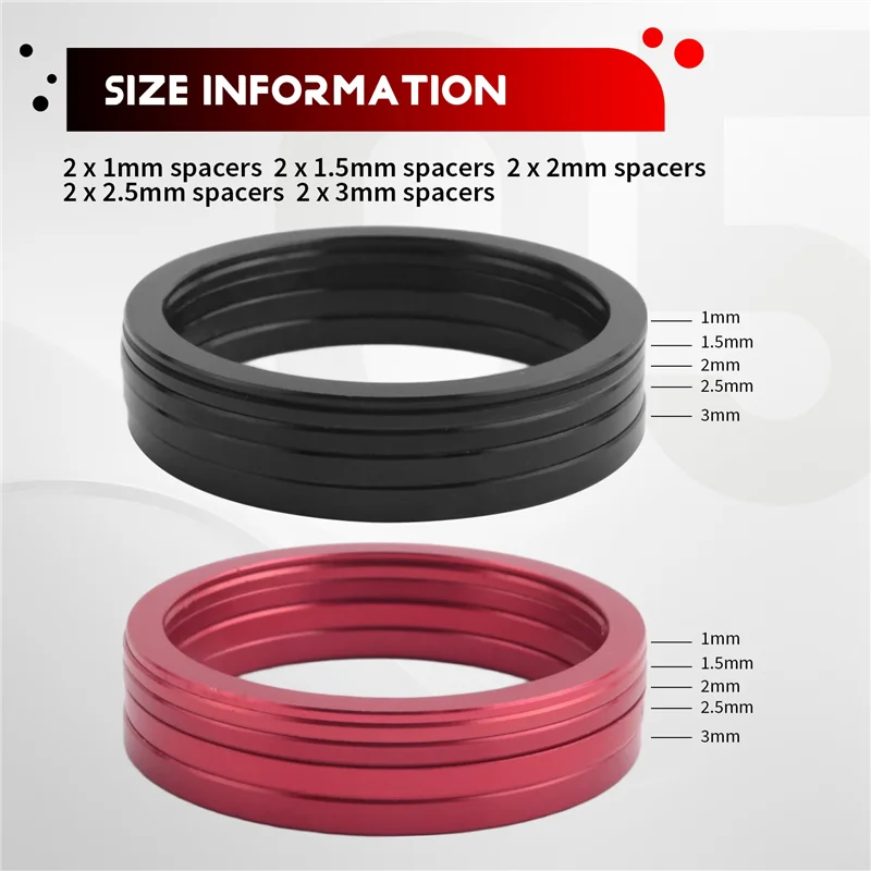 AA75-10 قطع الدراجة 7 8 9 10 11 سرعة كاسيت محور عجلة القيادة الفواصل 1 مم 1.5 مم 2 مم 2.5 مم 3 مم كرنك غسالة (أسود، أحمر)