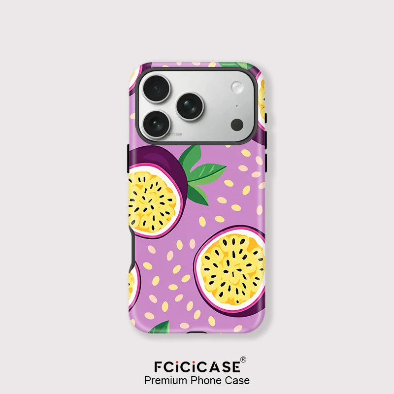 Funda de Teléfono Mate Fcicicase para iPhone Air 17 16 15 14 13 11 12 11 Pro Max Plus, Diseño Maracuyá, Magnética, Compatible con Magsafe, Carcasa Acrílica