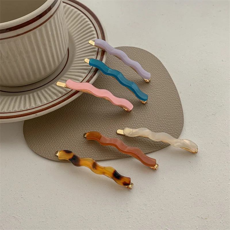 Wave Flat Hair Clips, Acetate French Vintage Bangs Clips, Minimalist Duckbill Hair Accessories for Women - Detail 1