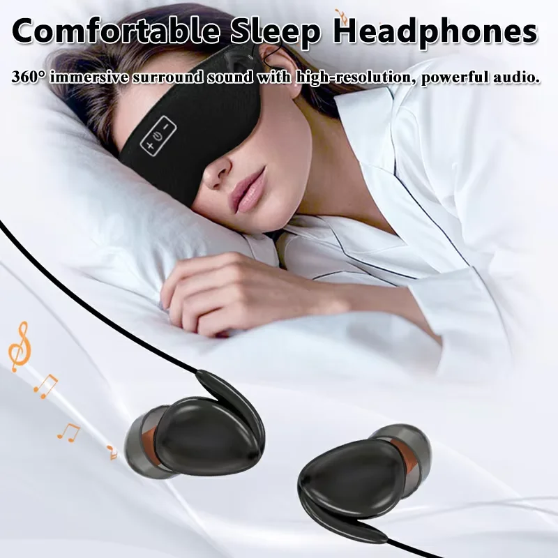 

3D Bluetooth-наушники-маска для сна, комфортная беспроводная музыкальная маска для сна, светонепроницаемая маска для сна с затычками для ушей