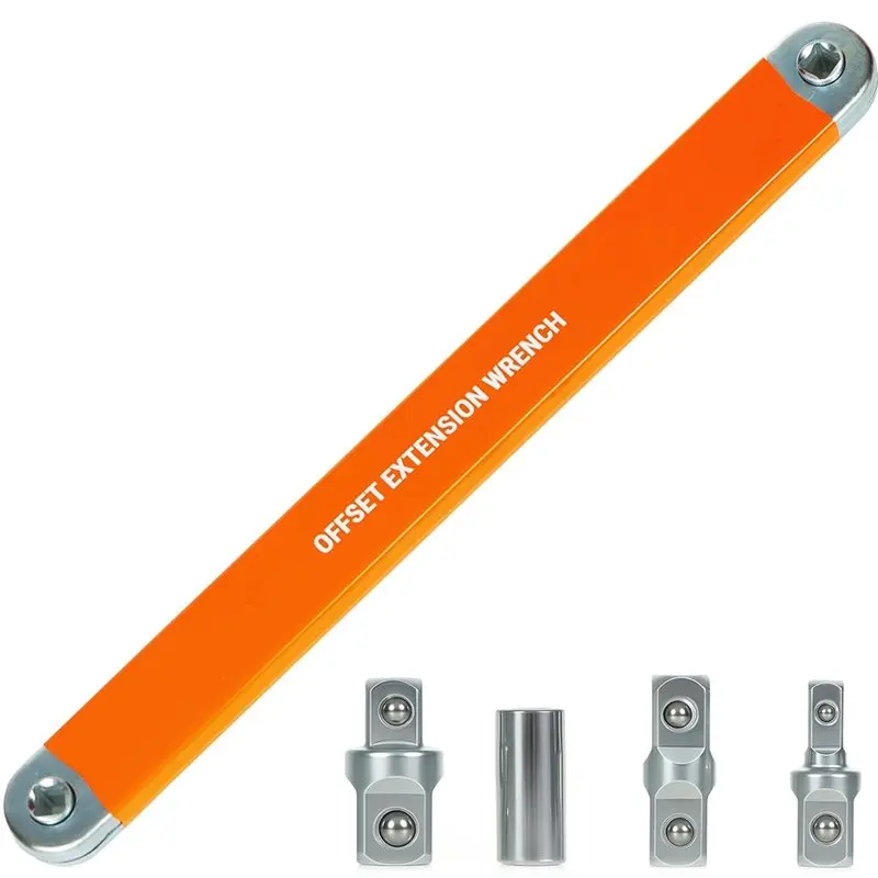 

【RECOMENDAR】Offset Extension Wrench Set,15.4In Adjustable Wrench With 1/4In, 3/8Inch, 1/2Inch Square Drive Adapters And 1/4In So