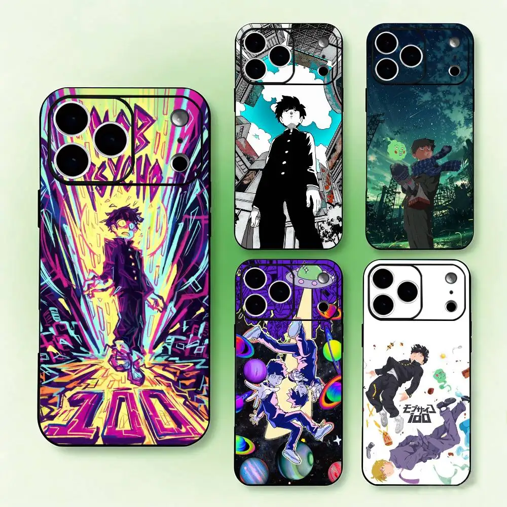 M-Mobs P-Psycho 100 Anime  Phone Case For iPhone 17, 16,15,14,13,12,11 Plus,Pro Max, Others Soft Black Cover