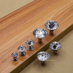 Crystal Small Handle Single Hole Wooden Box Handle Acrylic Glass Handles 12mm Jewelry Box Furniture Cupboard Drawer Handle