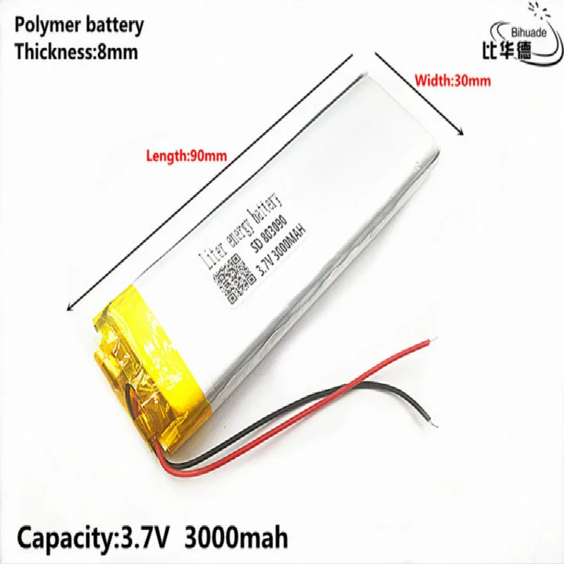 Liter energy battery Good Qulity 3.7V,3000mAH 803090 Polymer lithium ion / Li-ion battery for tablet pc BANK,GPS,mp3,mp4