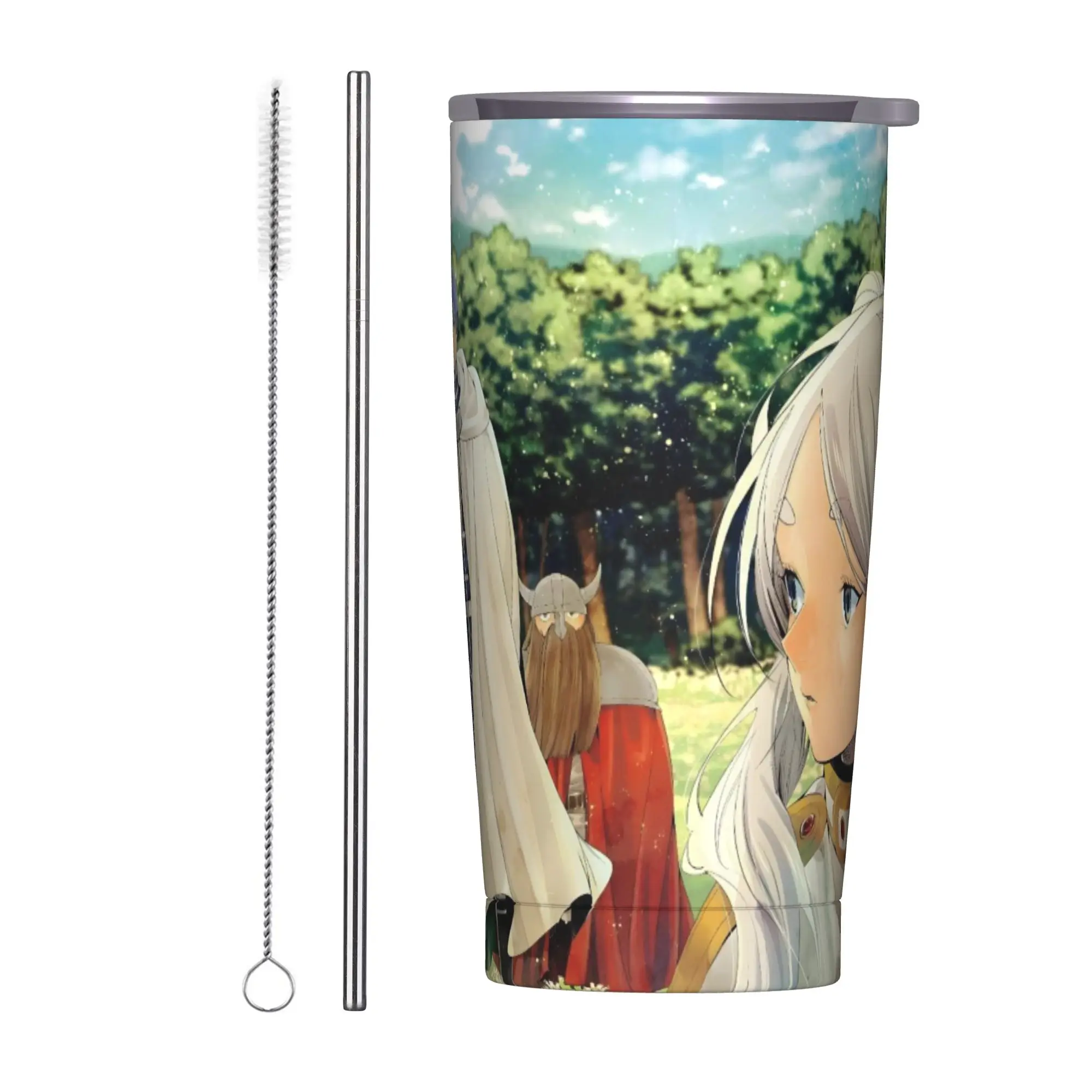 Frierens Beyond Journey's End Anime Tumbler Vacuum Insulated  Thermal Cup with Lid Straw Double Wall Mugs Water Bottle