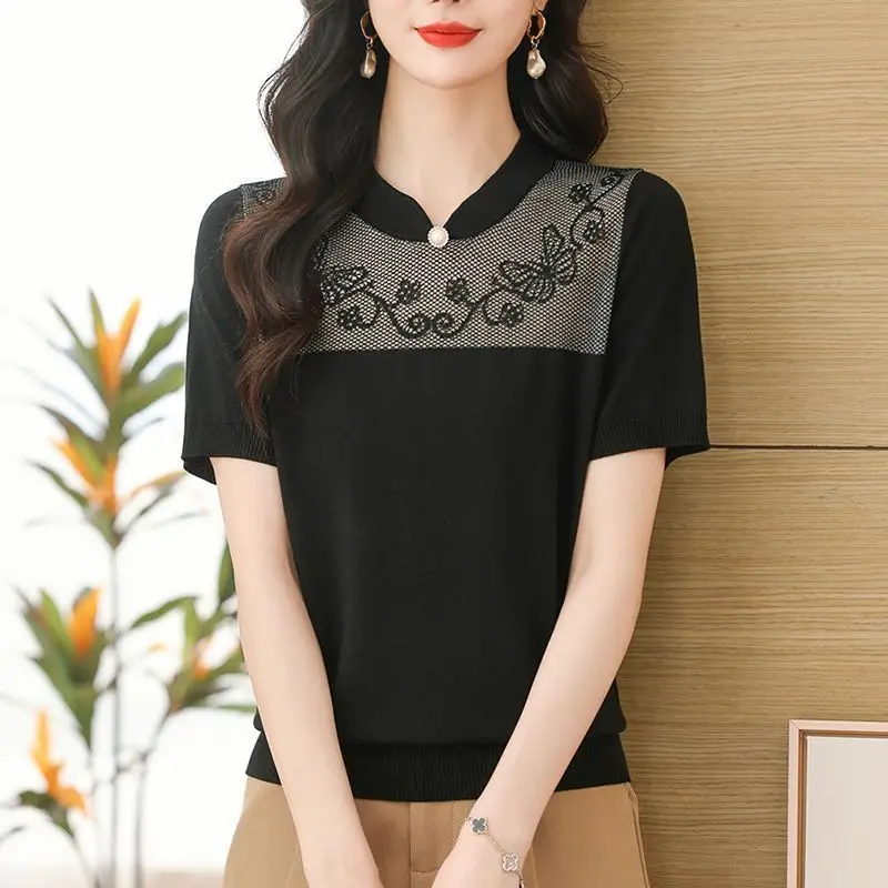 

Women Summer Chinese Style Short Sleeve Round Collar Loose Shirt Casual Solid Korean Chic Simple Tops Female Fashion Tee Z826