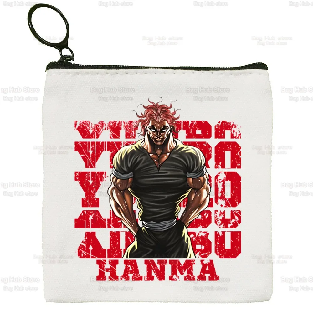 Porte-monnaie en toile solide, petit sac à clés à fermeture éclair, sac cadeau à main, document mignon, Hanma Yujirō Baki Kyokudai Taikai, le Grappler Baki