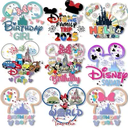 Mickey Ears Birthday Girl Boy Crew Squad Iron on Decals for DIY Clothes Heat transfer Stickers Thermal Patches