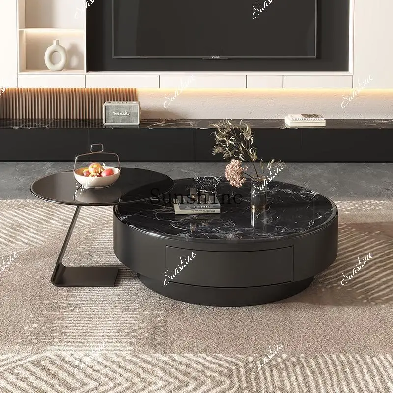 Living room household light luxury high sense natural supercrystalline stone small apartment glass edge few  FT