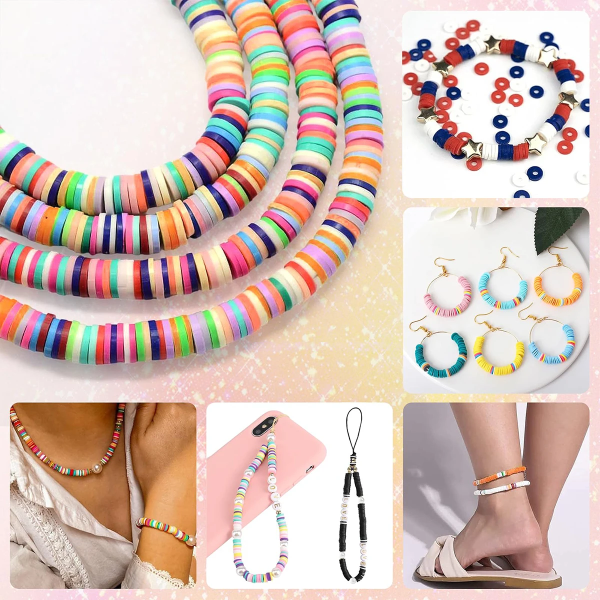 7200 Pcs 72 Colors Polymer Clay Beads For Bracelet Making Kit,3 Boxes DIY Polymer Clay Beads Kit