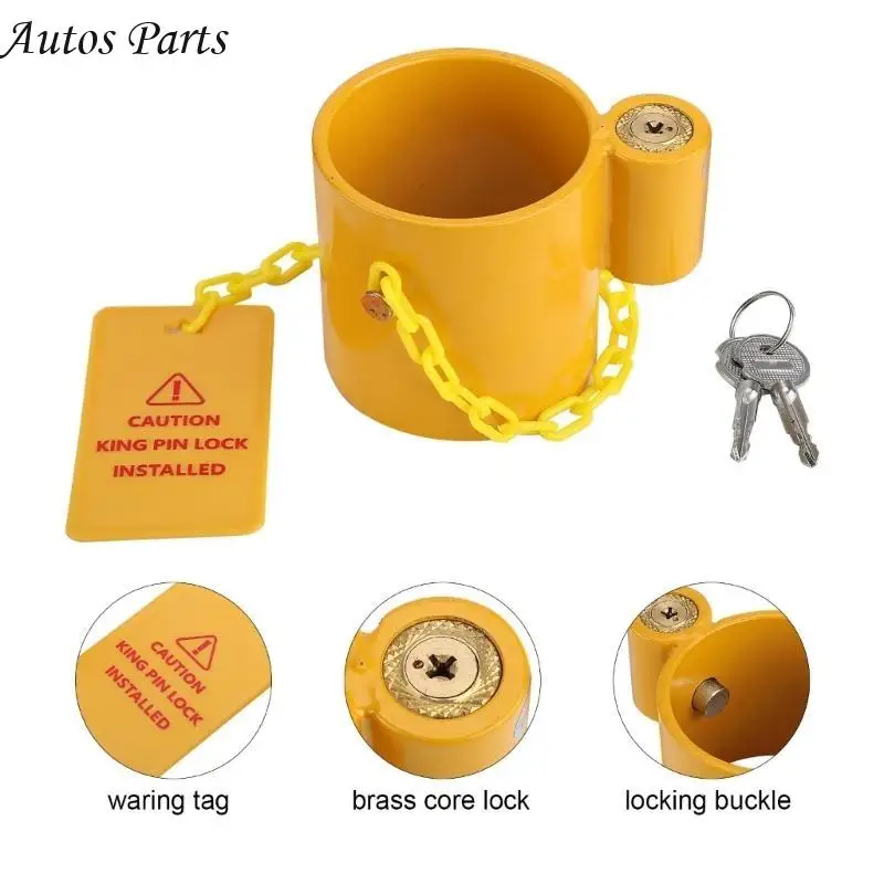 57BA King Pins Locking Cuff Gooseneck Coupler Lock 75mm Diameter Anti Theft King Pins Locks for 5th Wheel Semi Trailer
