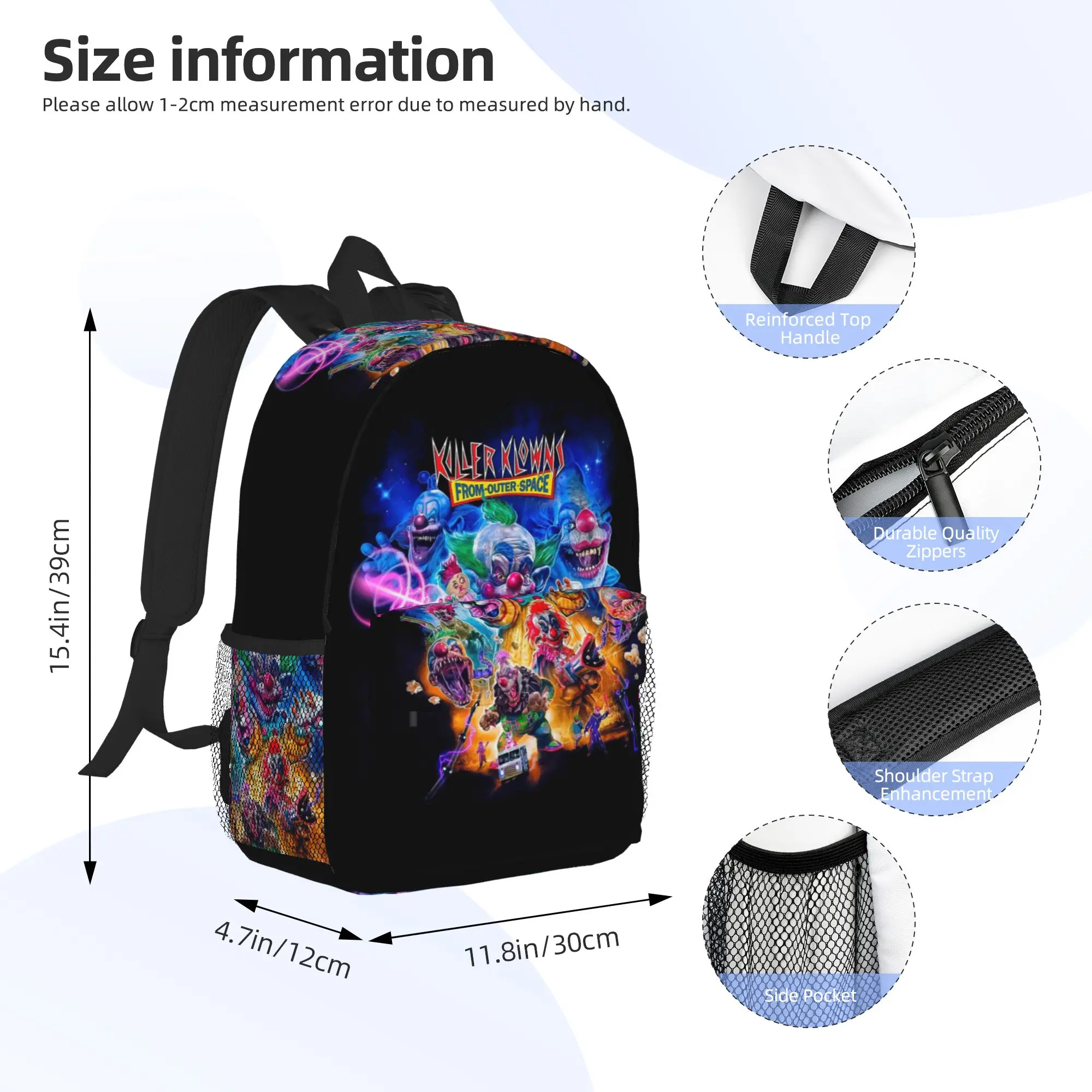 Killer Klowns From Outer Space Funny Horror Movie Backpack Hot Sale Daypack BookBag Shoulder Bags for Men Women School Bag