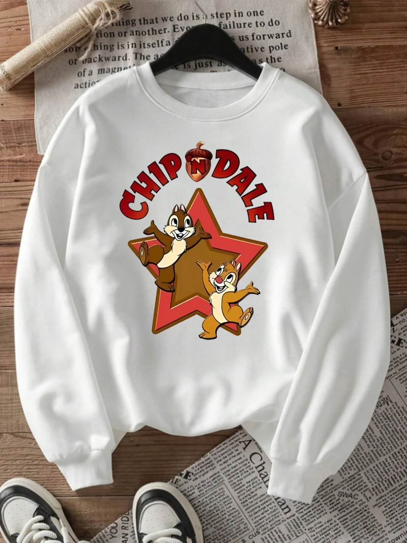 سترة بغطاء للرأس بنمط الرسوم المتحركة Qiqi and Titi - بلوفر نسائي دافئ ومريح برقبة دائرية للخريف والشتاء، طراز كاجوال