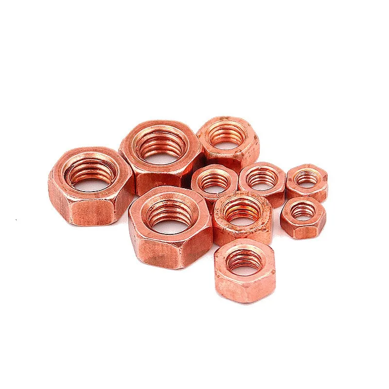 

T2 Copper Hexagon Nut Conductive Conduction Nut Washer Locking Screw Cap Bolt M3 M4 M5 M6 M8 M10 M12 M16