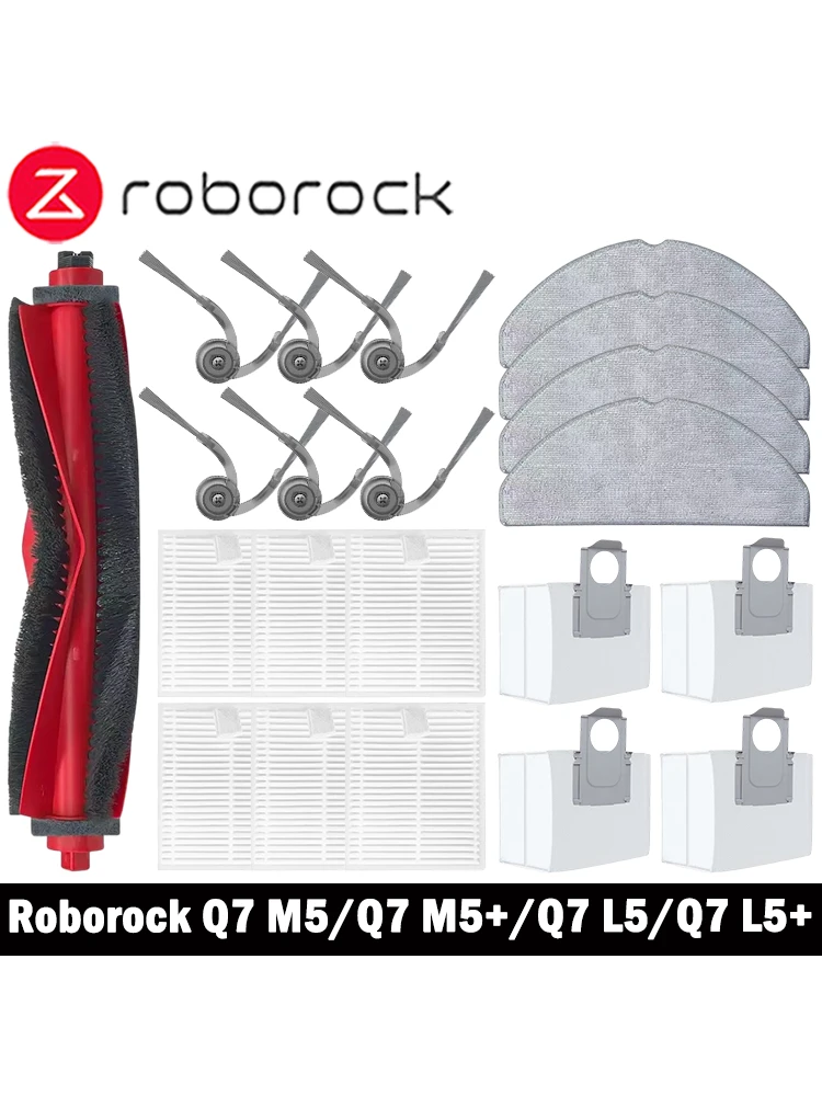 Roborock Q7 M5 / Q7 M5+ / Q7 L5 / Q7 L5+ / Q7 TF / Q7 TF+ / Q7B / Q7T+ Plus Ersatzteile Hauptbürste Filter Wischmopp Staubbeutel