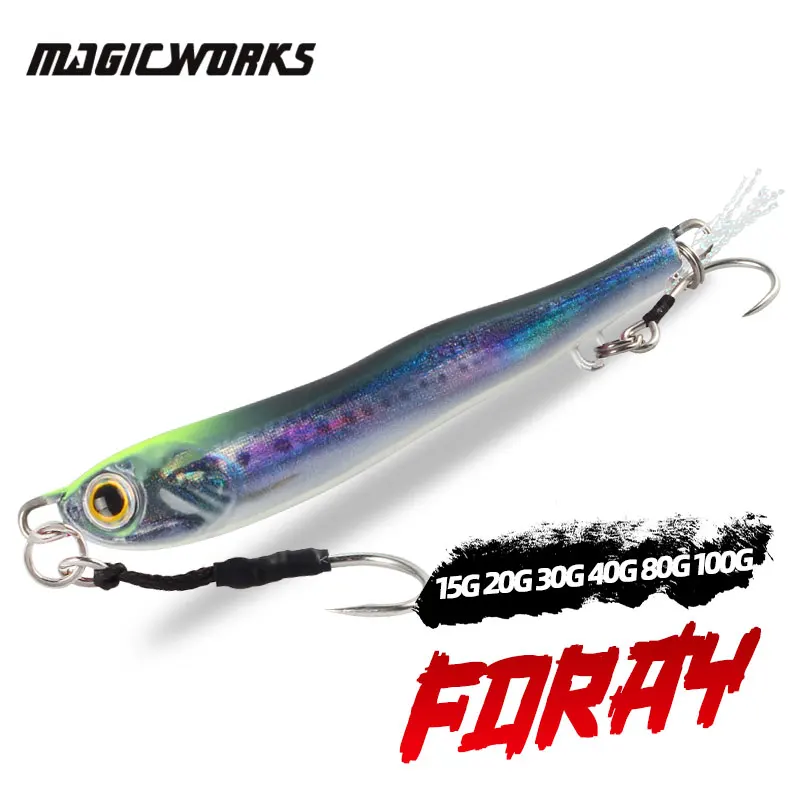 Magic Works Fishing New 2024 15G 20G 30G 40G 80G 100G Metal Jig Fishing Goods Jig For Sea Fishing Lures Fishing Equipment Jigs