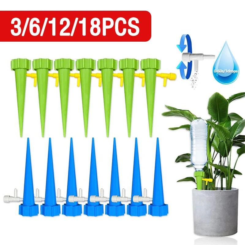 Auto Irrigation Drippers Self Plant Watering Spikes Kit with Slow-Release Control Switch for Garden Flower Plants Indoor&Outdoor