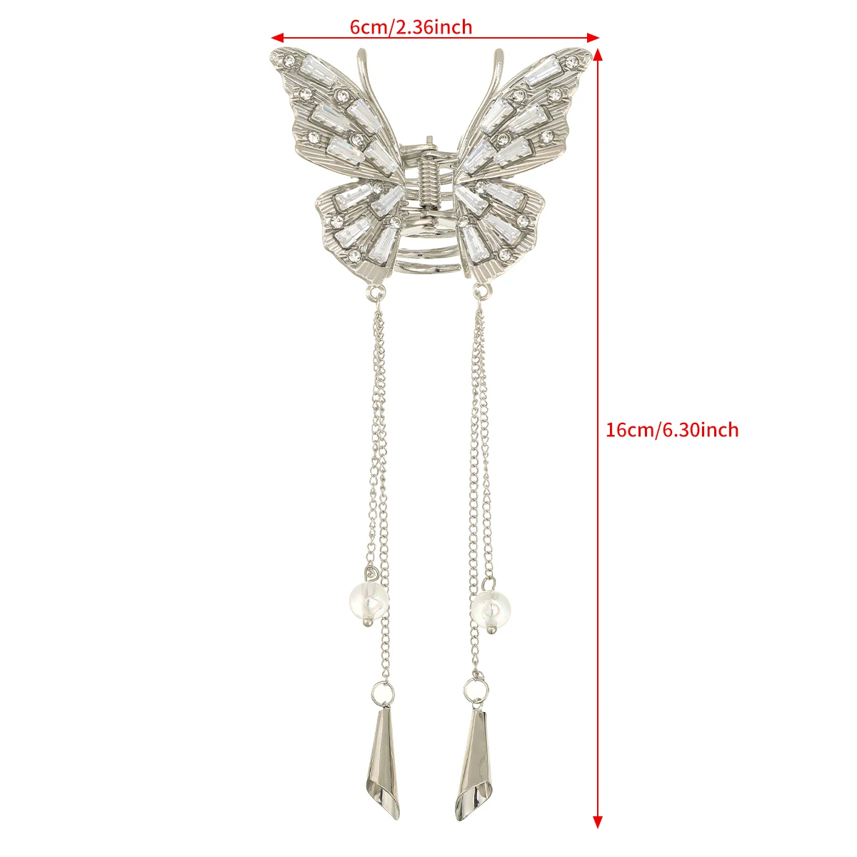 AWAYTR Crystal Butterfly Hair Claw Crab Clip for Women Girls Alloy Tassel Hair Clips Shark Clip Hair Accessories