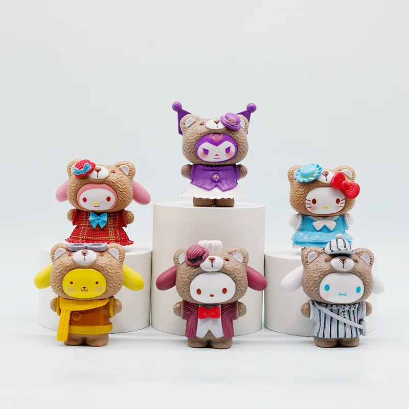 

Costume-changing Bear Series Blind Box Toy Kuromi My Melody Cute Desktop Trendy Toys Figurines Desktop Ornaments Car Decorations
