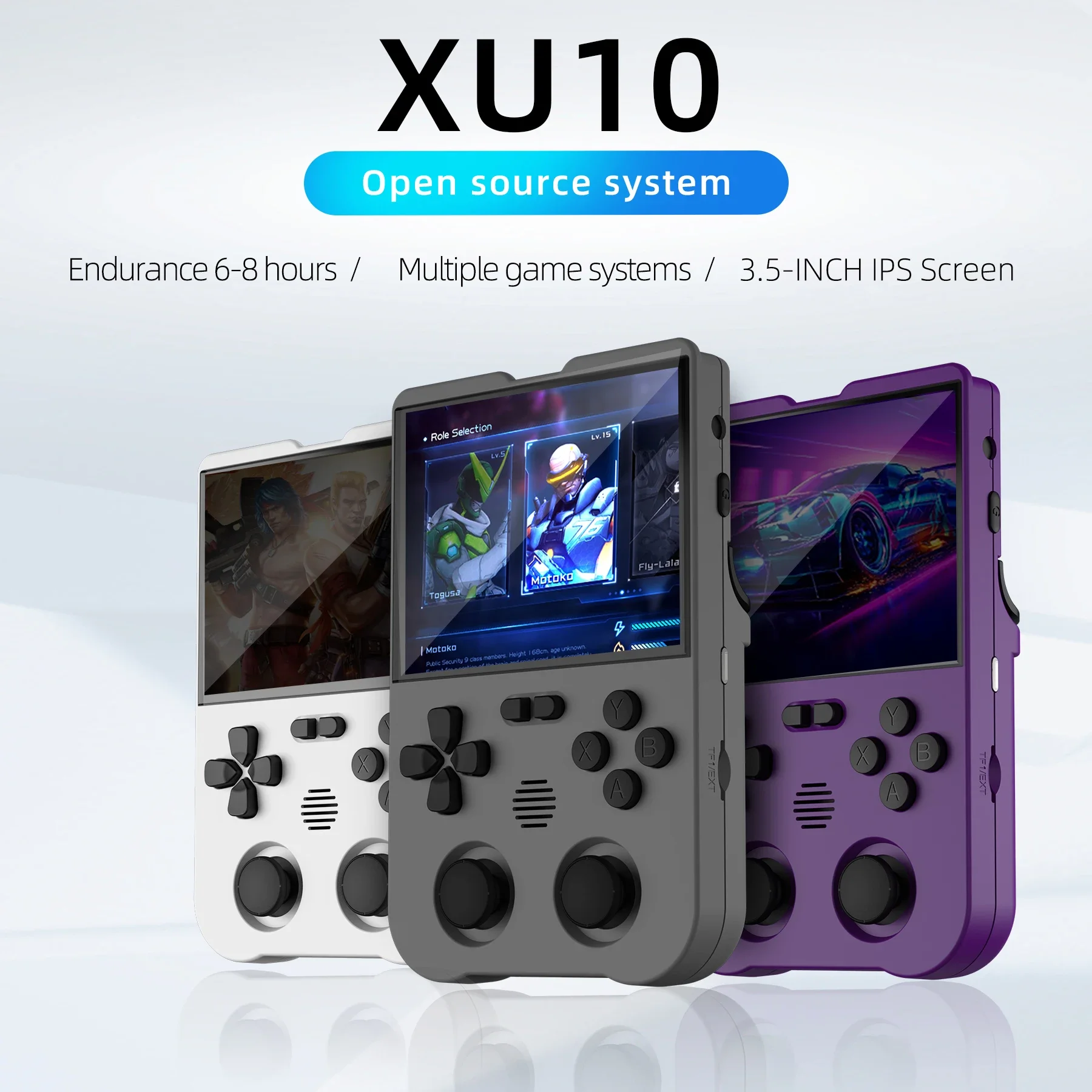 Ampown XU10 Handheld Game Console 3.5" IPS Screen 3000mAh Battery Linux System Built-in Retro Games Portable Video Game Console