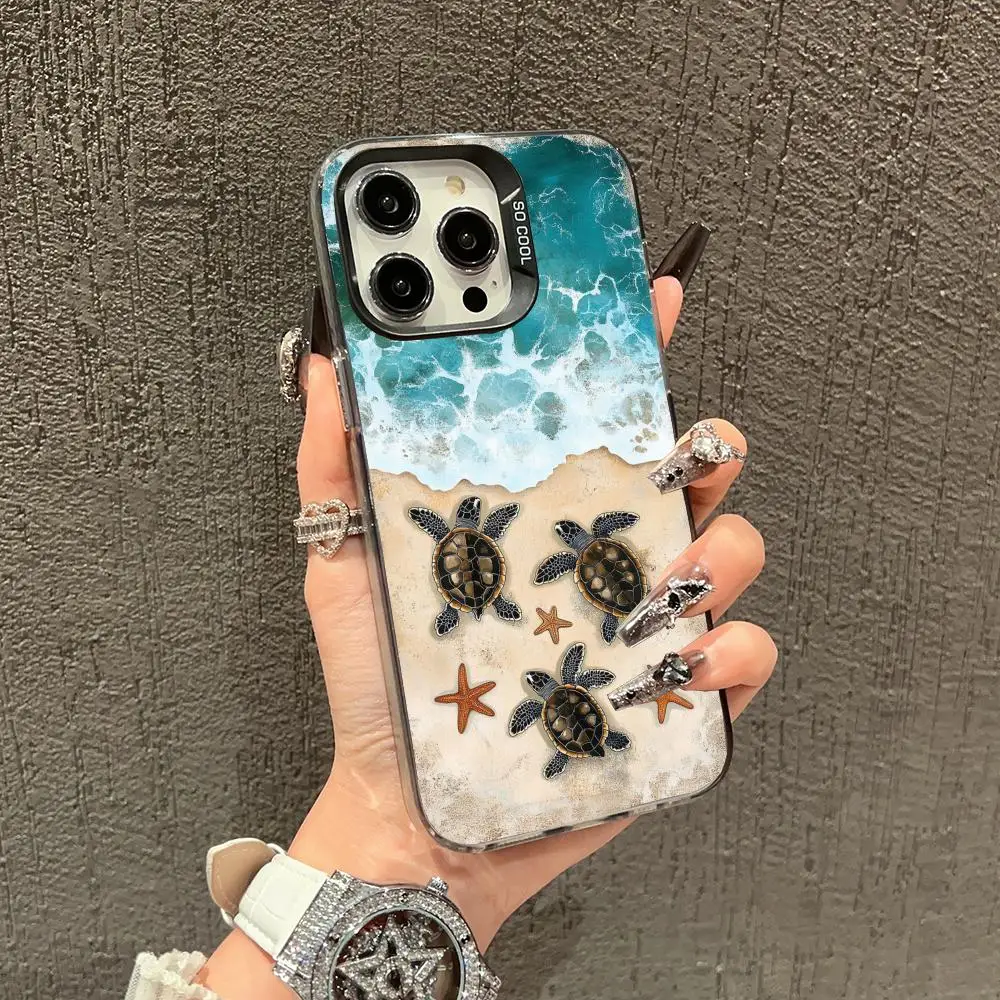 

Turtle starfish pattern Phone Case case for iPhone17 16 15 14 13 12 11 Pro/ Max/Plus shock-proof rear cover anti-fingerprint