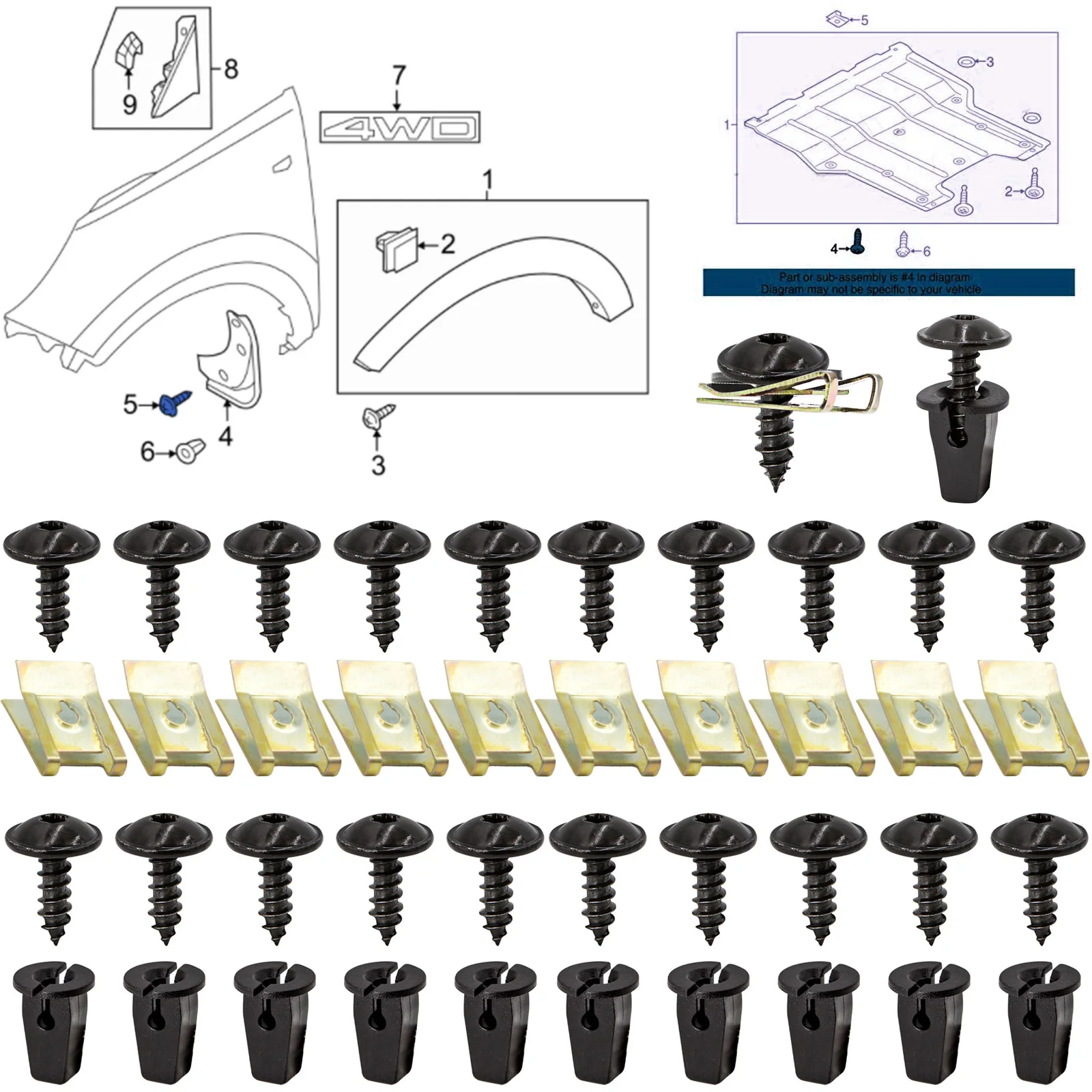 Für vw audi a1 a3 a4 a5 q5 q7 tt Sitz 4,8x16mm Motor abdeckung Unterlage Spritz schutz Radlauf Torx Schrauben halter Befestigungs clip