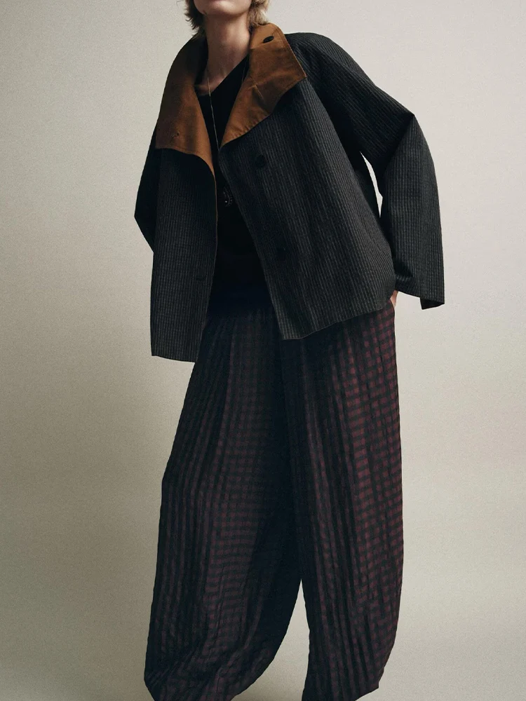 

Европейский и американский стиль, осенняя новая модная тенденция, женская одежда, универсальная двусторонняя короткая куртка с высоким воротником, пальто