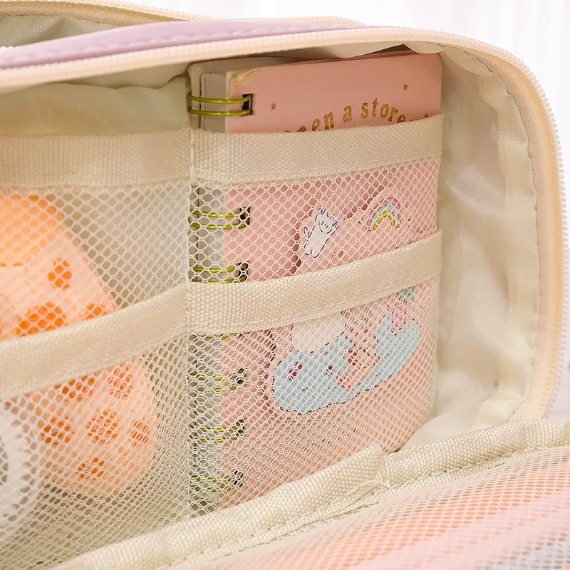 Kawaii الوردي مقلمة متعددة الطبقات طالب القرطاسية القلم حقيبة أنيقة صندوق القلم الإبداعي الطلاب العودة إلى المدرسة لوازم مكتبية