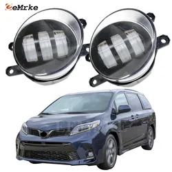 2-Pcs White/Yellow Double Colors LED Fog Lights Assembly Headlight Car Lamp for Toyota Sienna XL30 2nd Facelift 2018 2019 2020