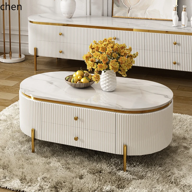 ZMLlight luxury coffee table combination living room fully equipped modern simple size apartment video cabinet furniture