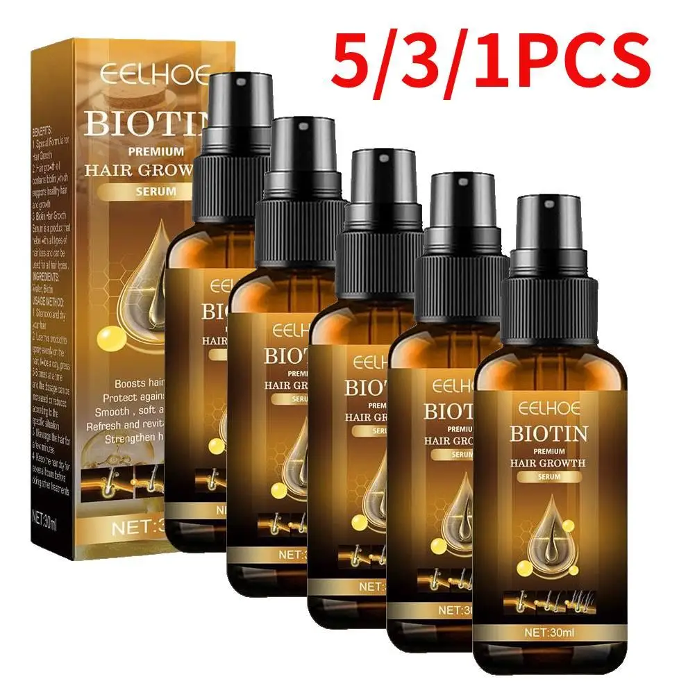 

5/3/1PCS Biotin Anti Hair Loss Spray Scalp Treatment Fast Growing Care Essential Oils For Men Women Hair Care