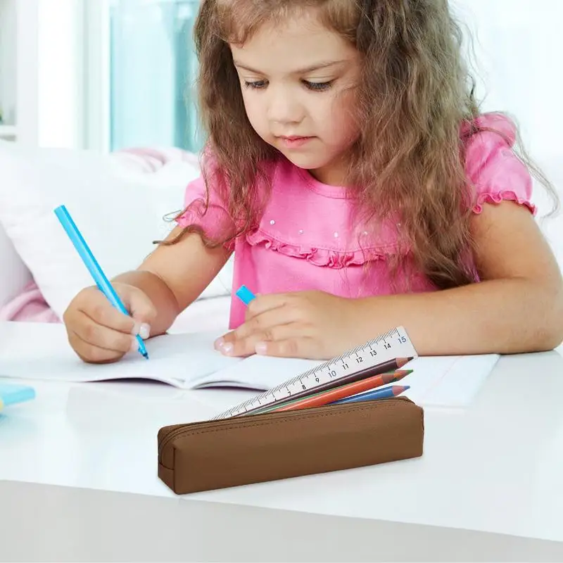 

Маленькая сумка-карандаш, маленький пенал из искусственной кожи, небольшие аксессуары, органайзер, чехол для губной помады с застежкой-молнией для кисти, губной помады, бровей