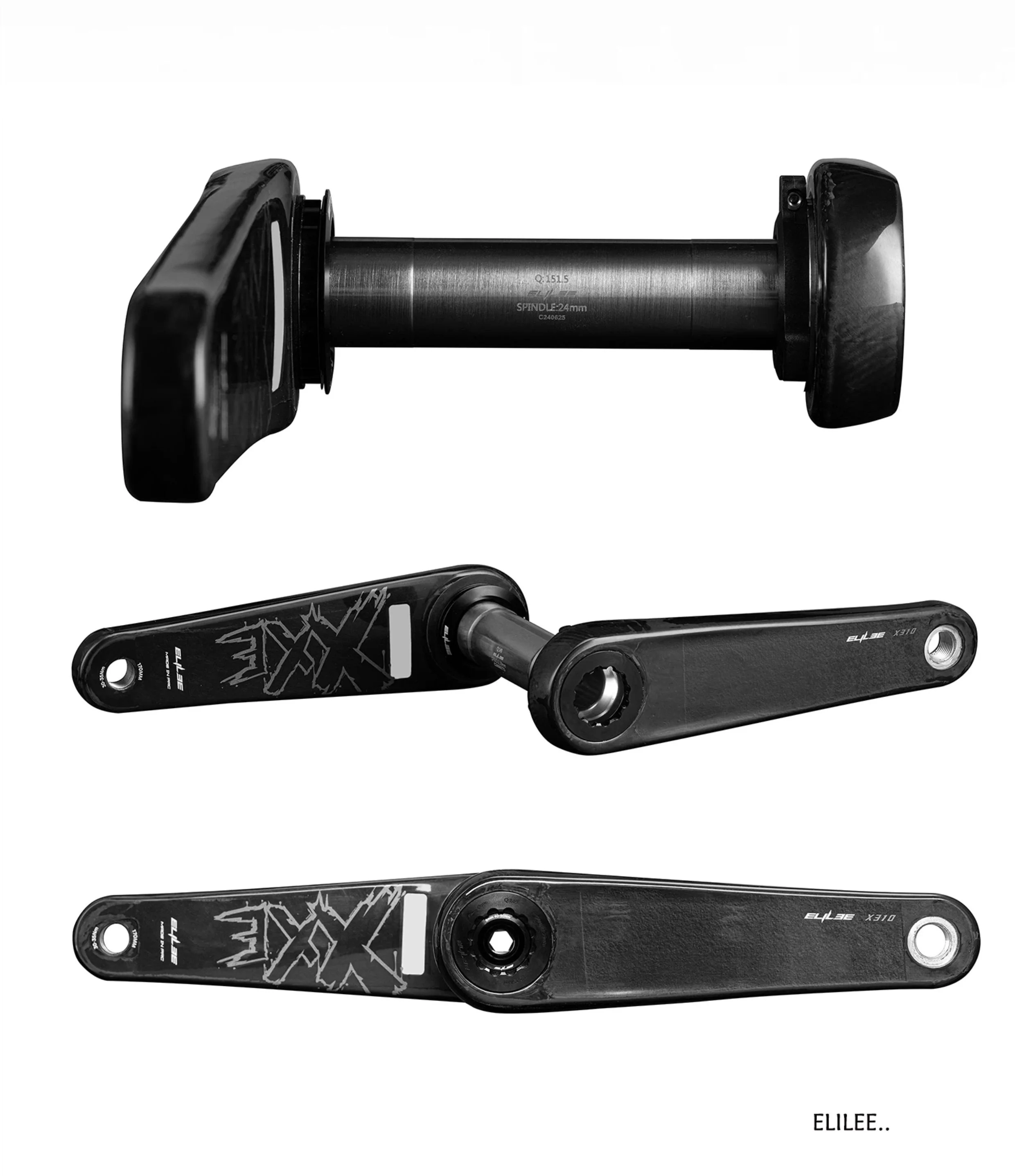 ELILEE XXE X310 Carbonfaser-Rennrad-Kurbelgarnitur 24mm Titan-Achse Ultraleichte Fahrradkurbel Standard Team Edition – Detail 3