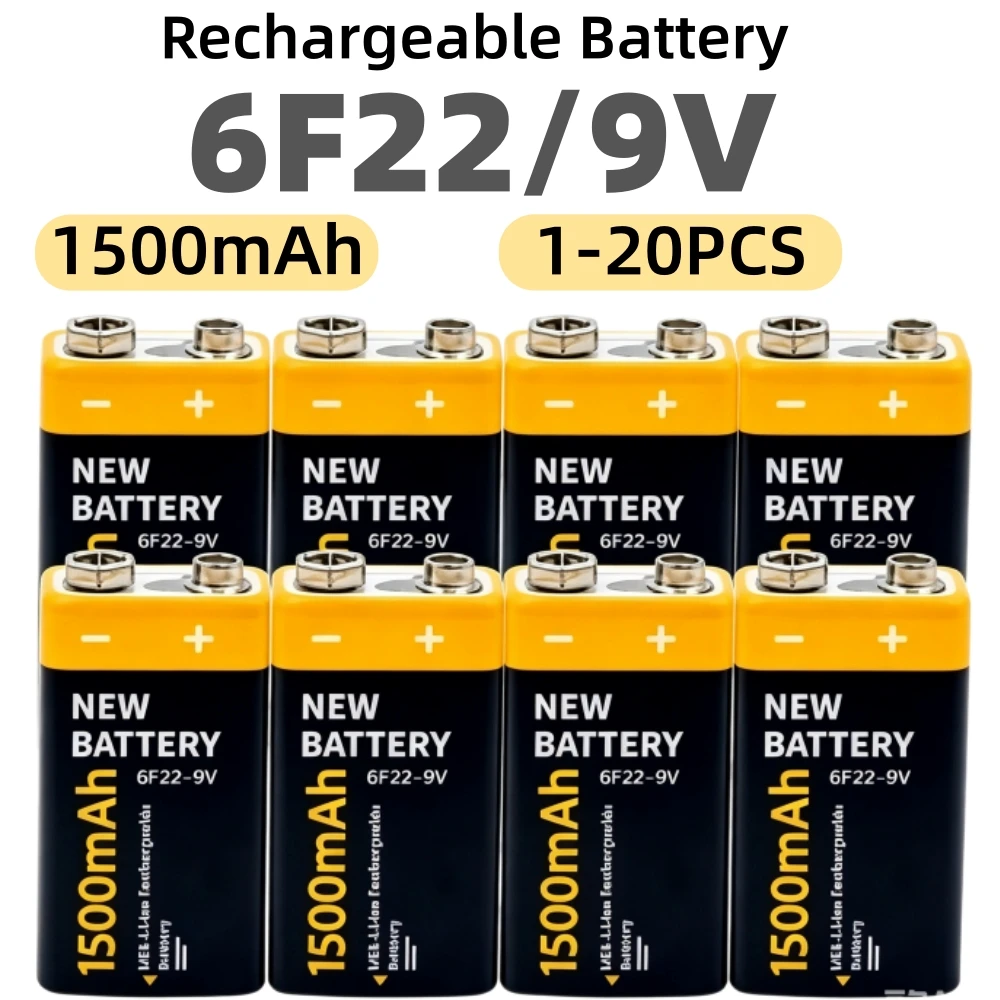 Rechargeable Battery USB Type-C 9V 6F22 Lithium Battery 1500mAh Long Life For Remote Control Toys Power Supply Li-ion Battery