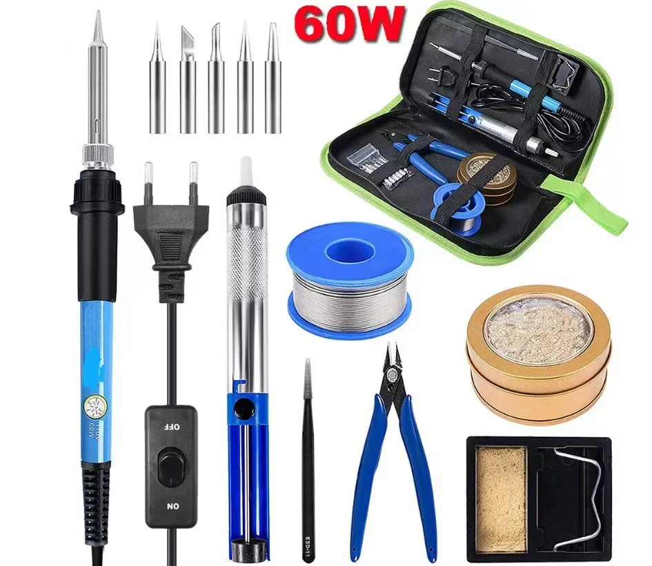 Hot selling temperature regulating electric soldering iron set 60W internal heating household factory soldering iron tool