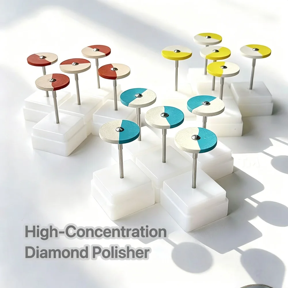 Dental Rubber Diamond Polisher Wheel Disc Polishing Kit Dual-Color , Suitable for Porcelain Metal Grinding Head Polishing Head