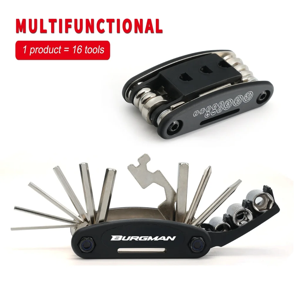 

For Suzuki BURGMAN 650 400 125 200 250 AN650 AN400 Multifunction Screwdriver Repair Tool Set Kit Hex Spoke Wrench Socket wrench